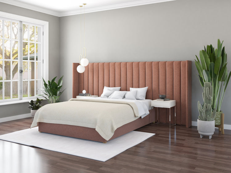 Aspire Grandeur Fabric Ottoman Bed with Oversize Wing Headboard