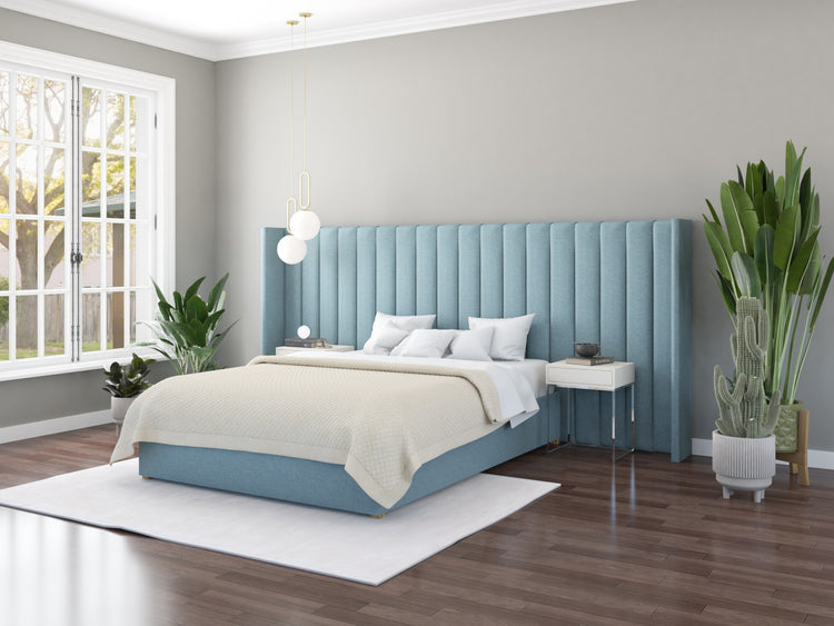 Aspire Grandeur Fabric Ottoman Bed with Oversize Wing Headboard