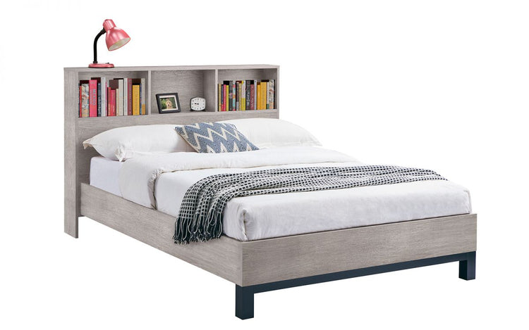 Julian Bowen Bali Bookcase Headboard Bed Grey oak-Better Bed Company