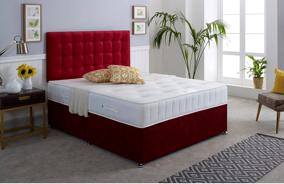 Bedmaster Memory Maestro Divan Bed Red Fabric-Better Bed Company