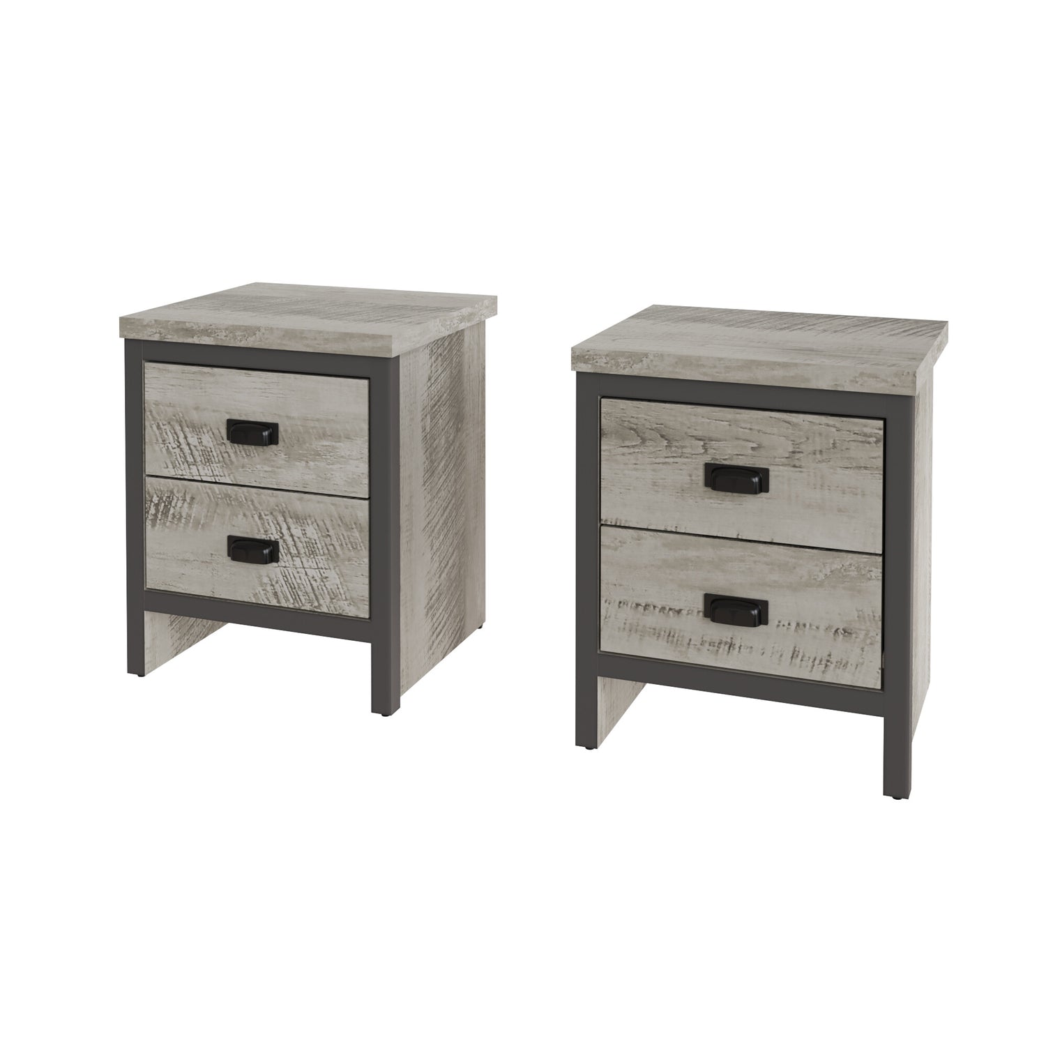 GFW Boston 2 Drawer Bedside Table Pair From Side-Better Bed Company