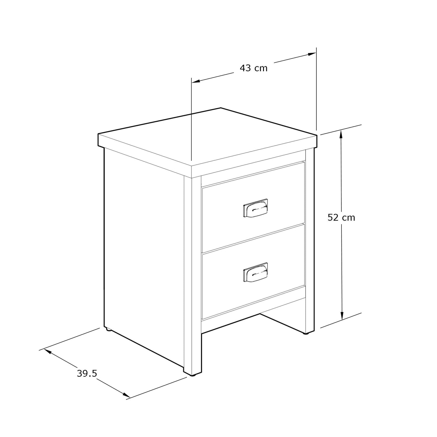 GFW Boston 2 Drawer Bedside Table Dimensions-Better Bed Company
