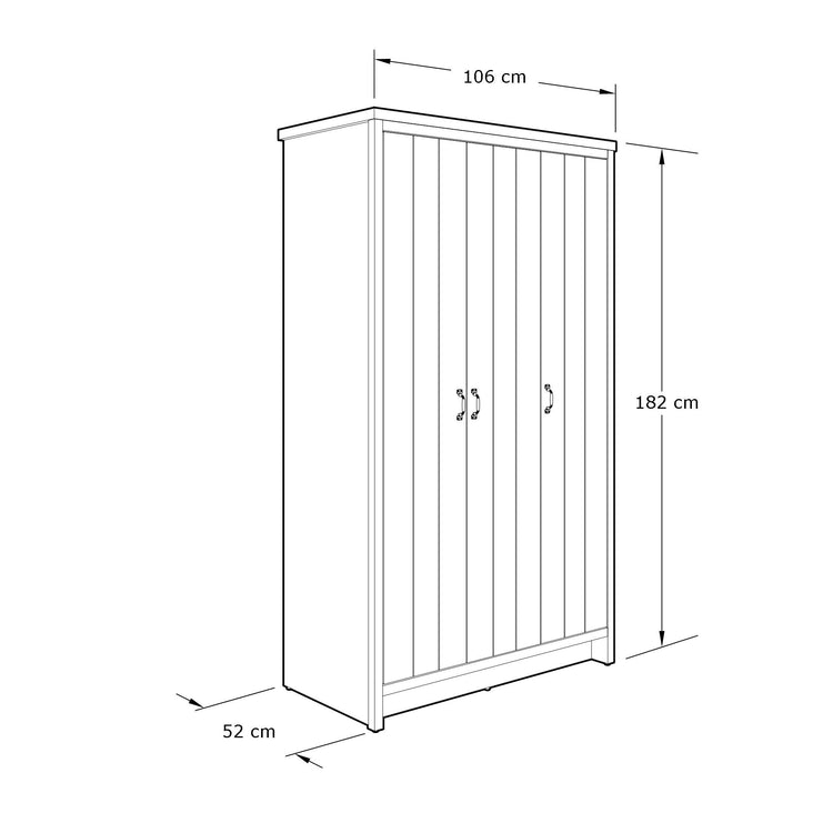 GFW Boston 3 Door Wardrobe Dimensions-Better Bed Company