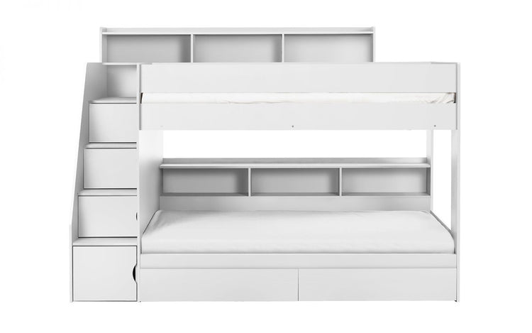 Julian Bowen Camelot Staircase Bunk - White From Front IN White Background-Better Bed Company