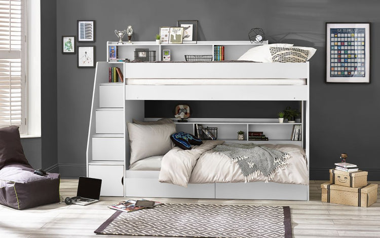 Julian Bowen Camelot Staircase Bunk - White-Better Bed Company