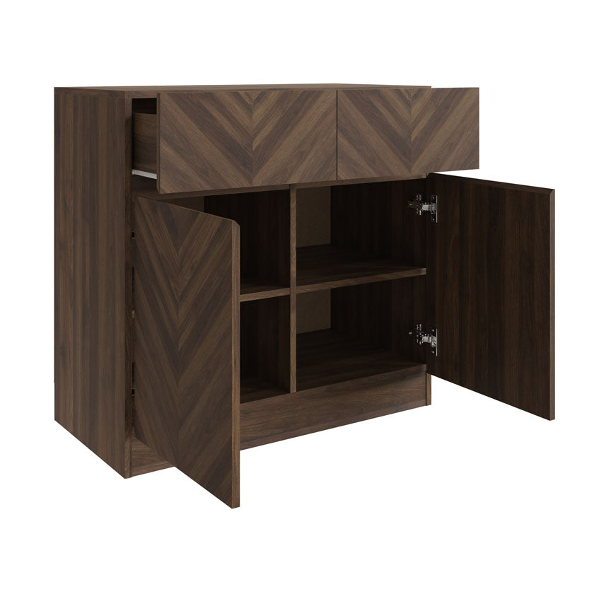 GFW Catania Compact Sideboard Walnut Open-Better Bed Company
