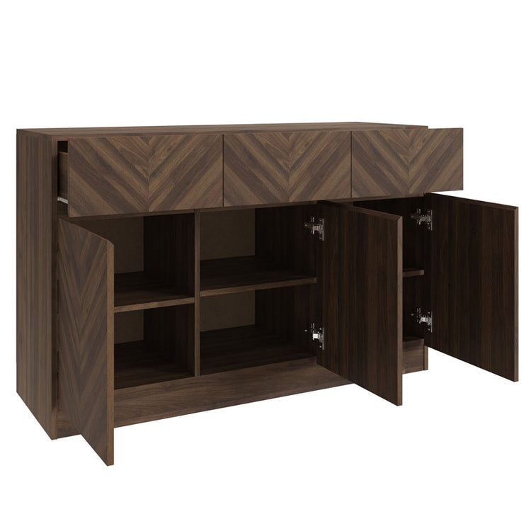 GFW Catania Large Sideboard Walnut Doors Open-Better Bed Company