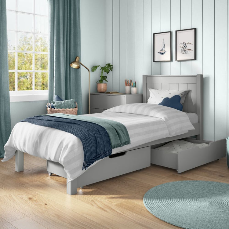 Kids Street Classy Low Footend Bed Frame-Grey-Two Drawers-Better Bed Company