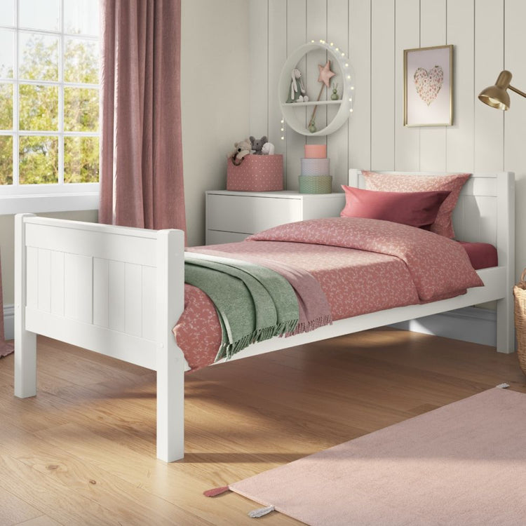 Kids Street Classy High Footend Bed Frame-White-No Storage-Better Bed Company