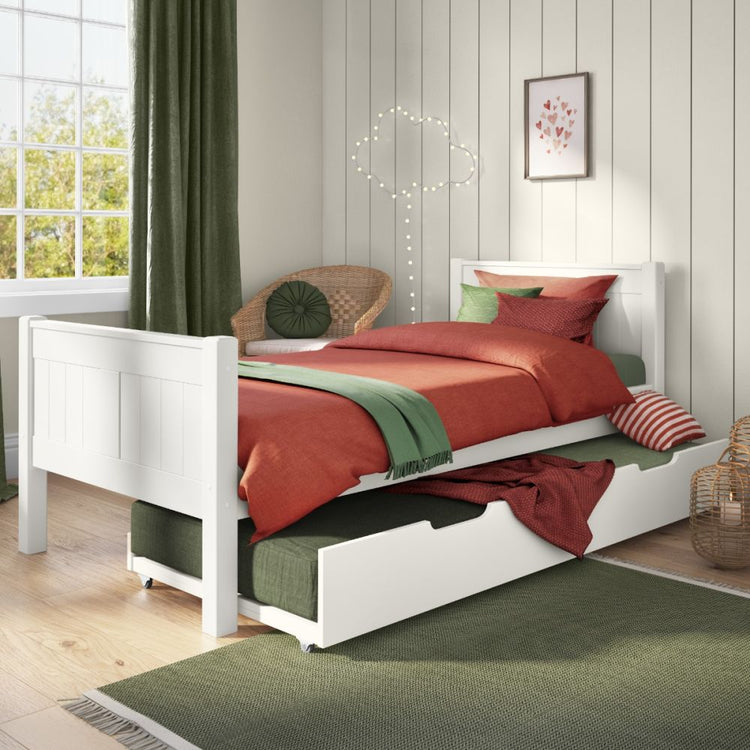 Kids Street Classy High Footend Bed Frame-White-Open Trundle-Better Bed Company