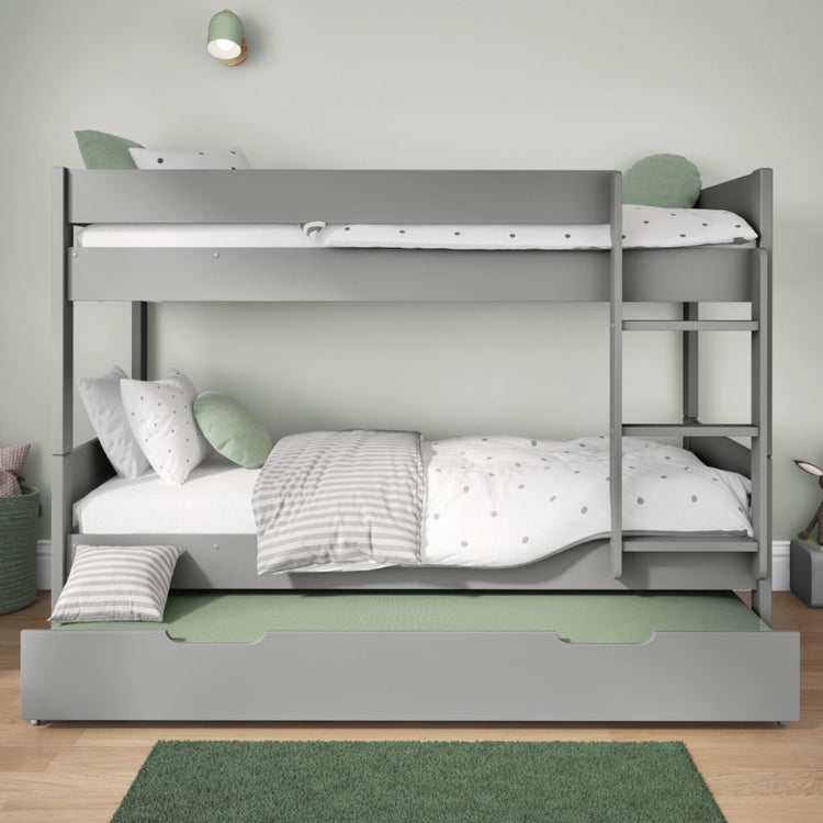 Kids Street Coms Bunk Bed-Grey-Open Trundle-Better Bed Company