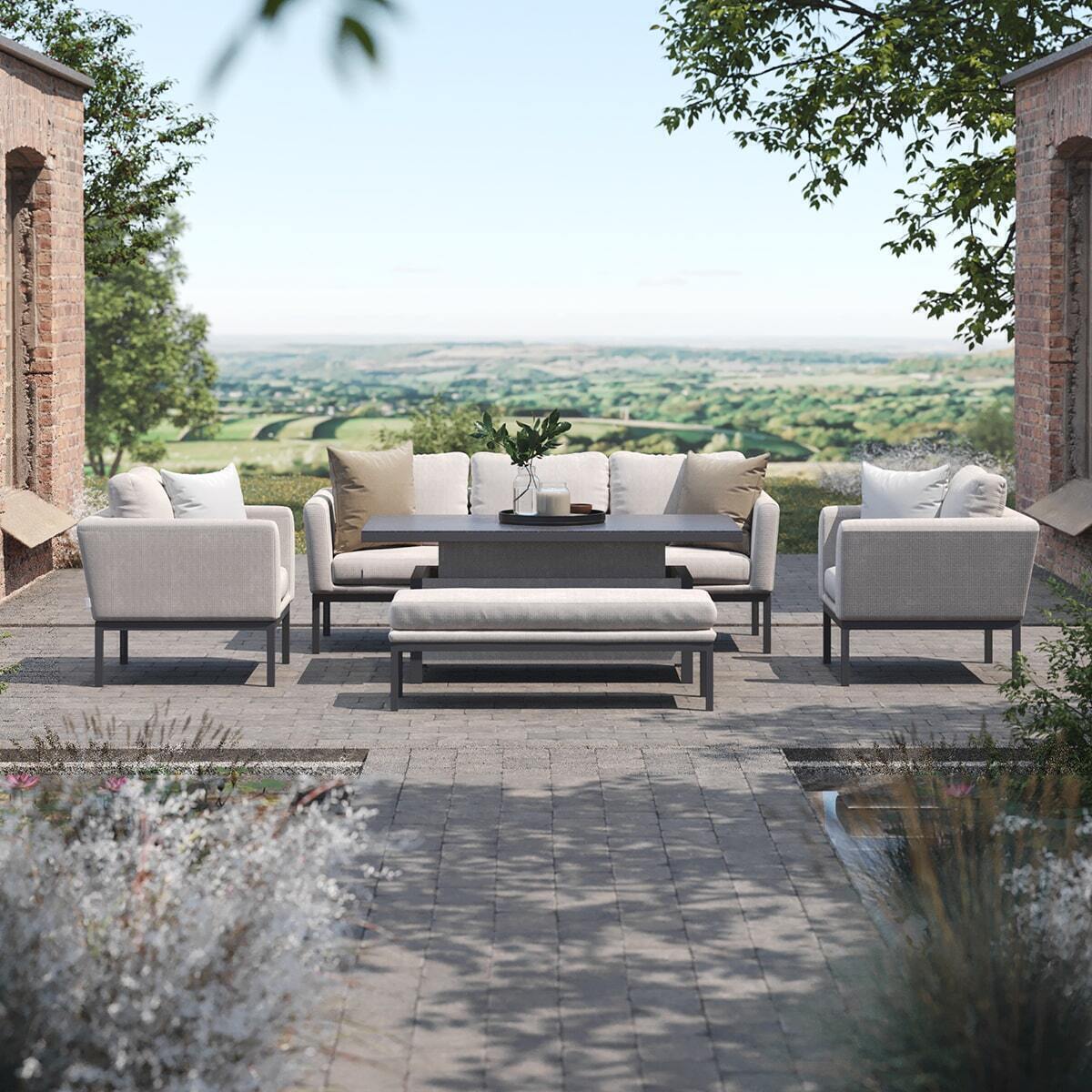 Maze Pulse 3 Seater Sofa Set with Rising Table Oatmeal-Better Bed Company