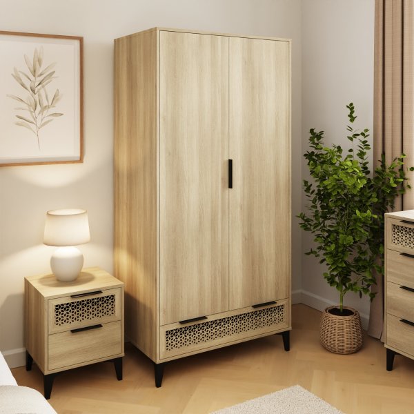 GFW Ezra 2 Door 1 Drawer Wardrobe-Better Bed Company
