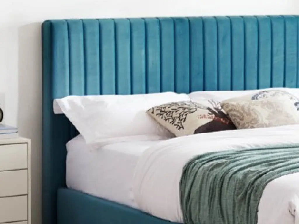 Wholesale Beds Fabric Ottoman Teal Close View - Better Bed Company
