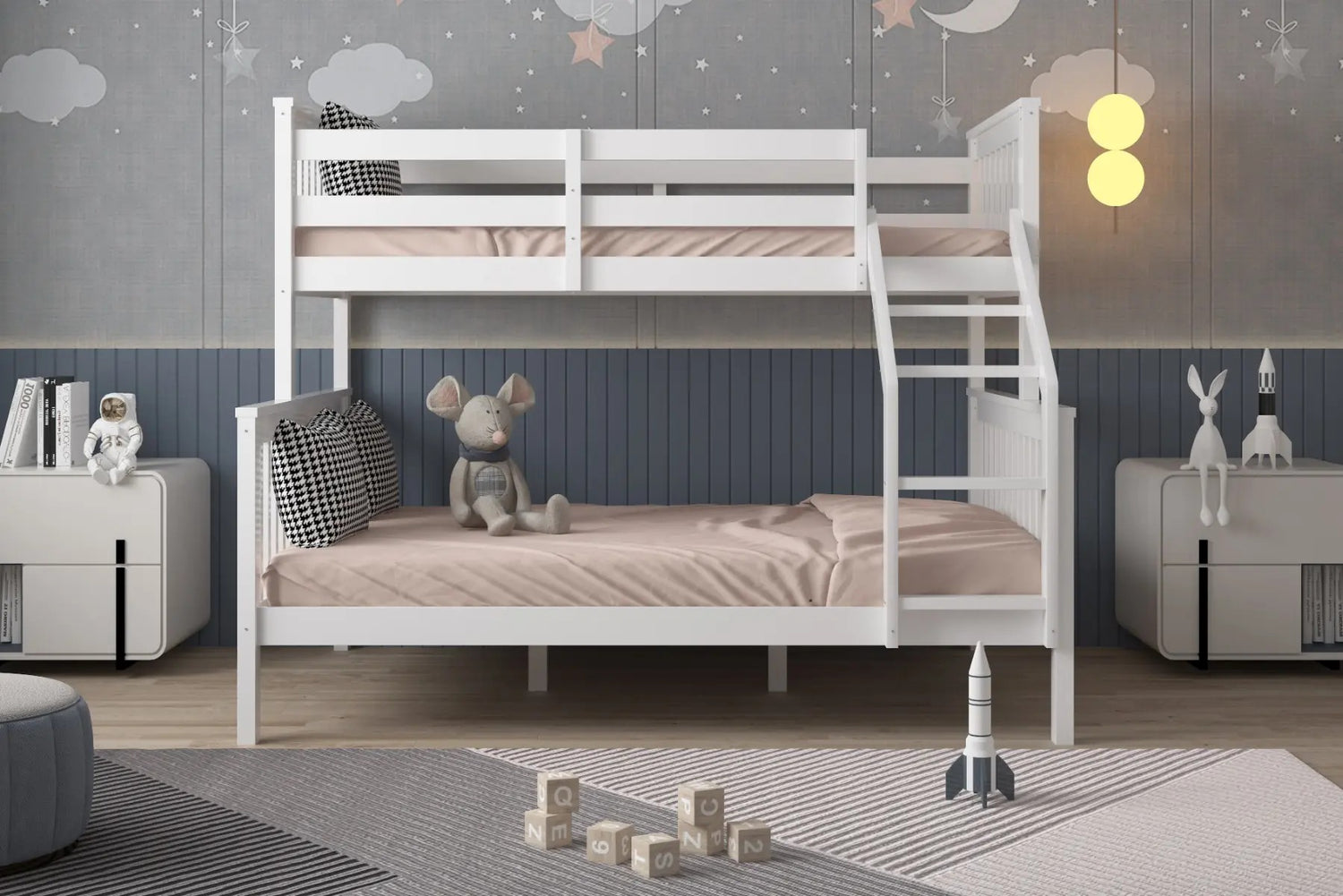 Kids Bunk Beds Zoom Triple Sleeper-White-Better Bed Company