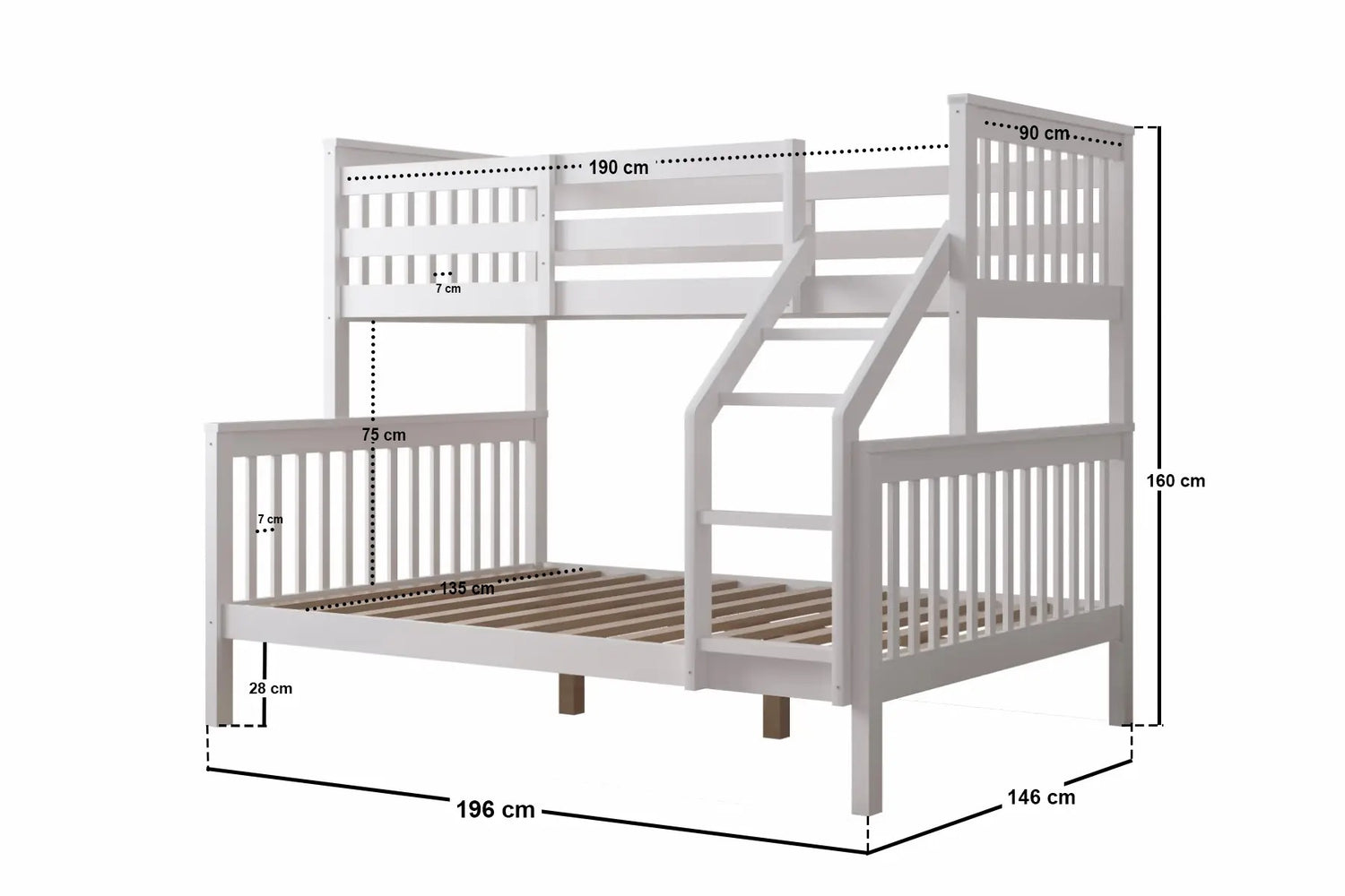 Kids Bunk Beds Zoom Triple Sleeper-White-Better Bed Company