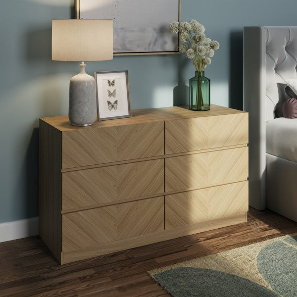 GFW Catania 3 + 3 Drawer Chest Euro Oak-Better Bed Company