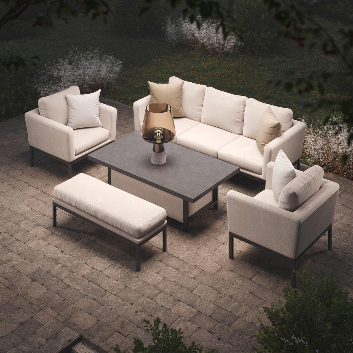Maze Pulse 3 Seater Sofa Set with Rising Table Oatmeal From Top-Better Bed Company