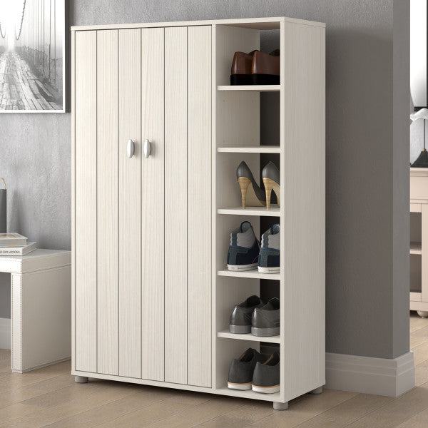GFW Bideford Tall Shoe Cabinet From Side Front-Better Bed Company