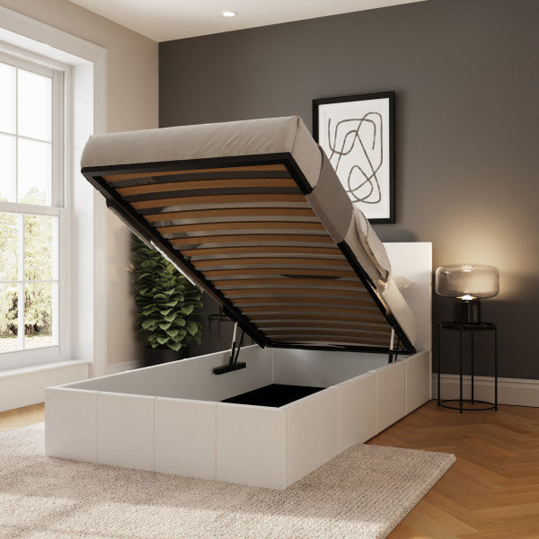 GFW End Lift Leather Ottoman Bed Single Open-Better Bed Company
