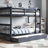 Kids Bunk Beds Zoe Wooden White & Grey Bunk With Trundle-Better Bed Company