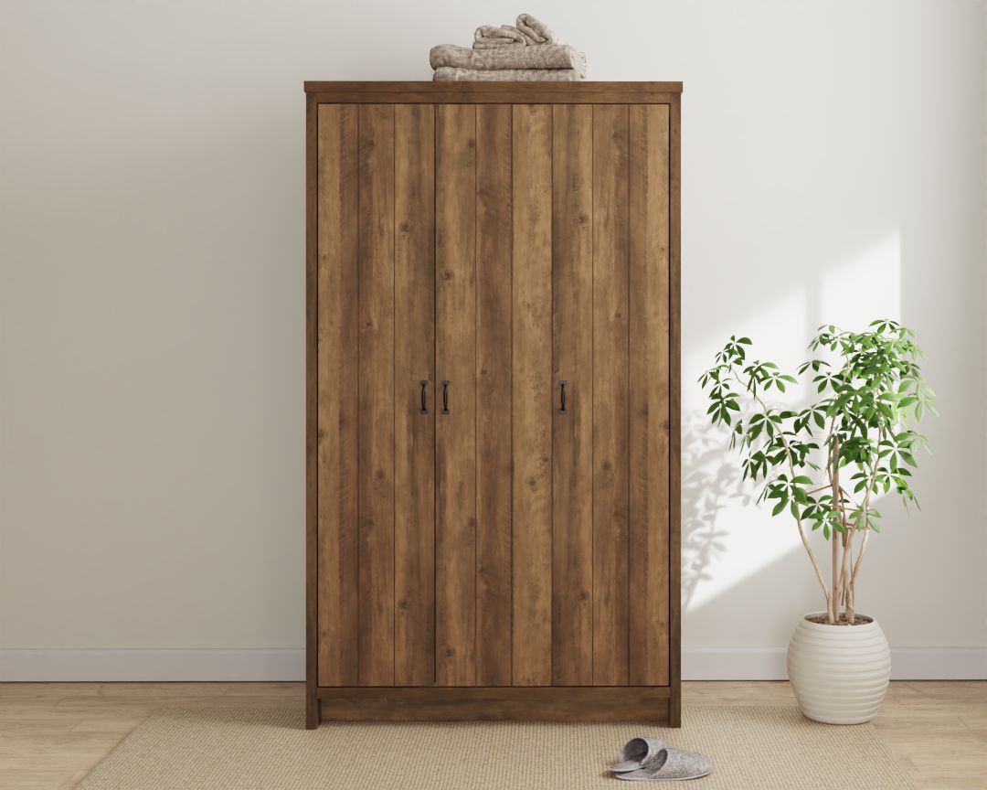 GFW Boston 3 Door Wardrobe Knotty Oak-Better Bed Company