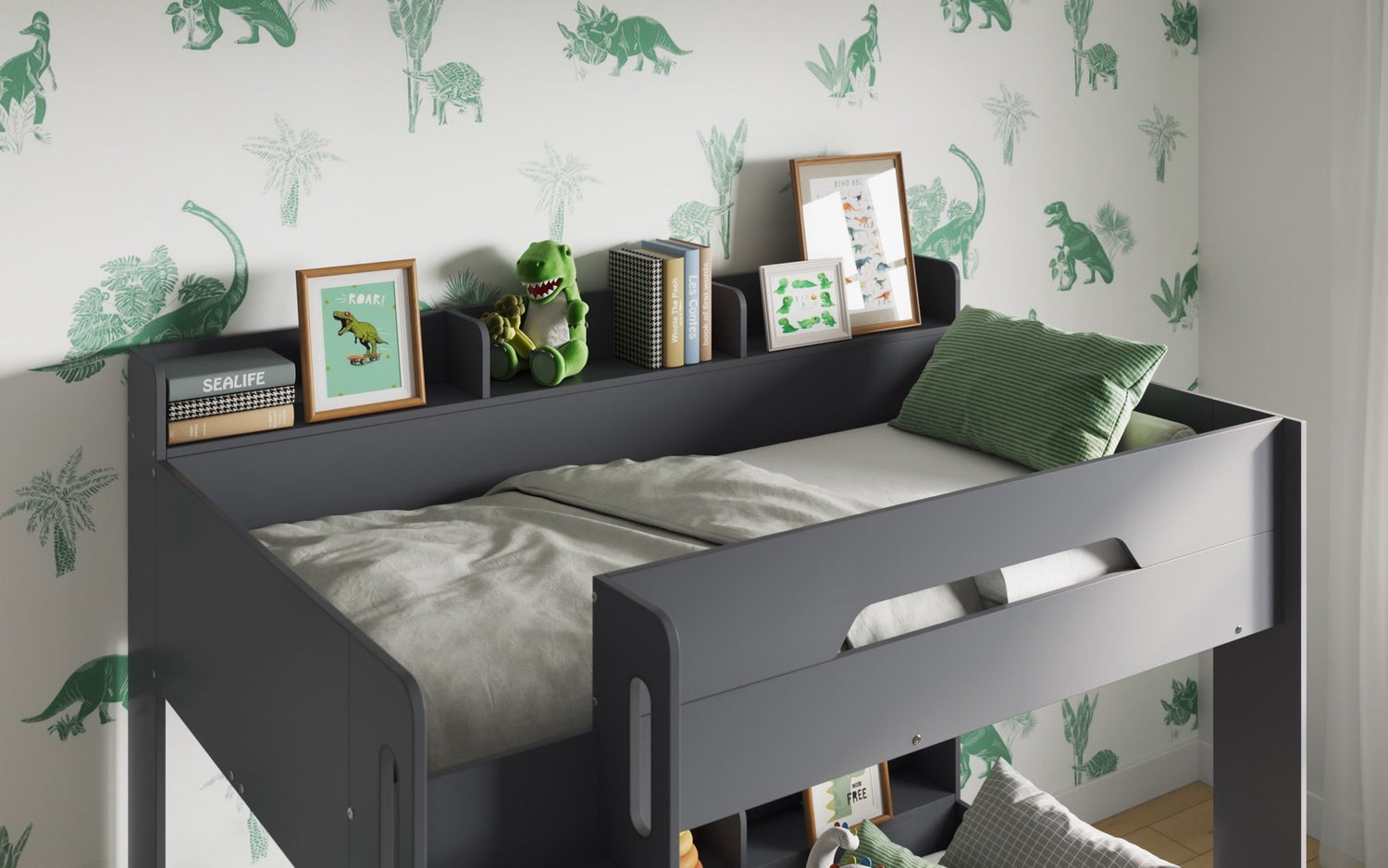 Kids Bunk Beds Robyn Storage Bunk Bed Grey From Top-Better Bed Company