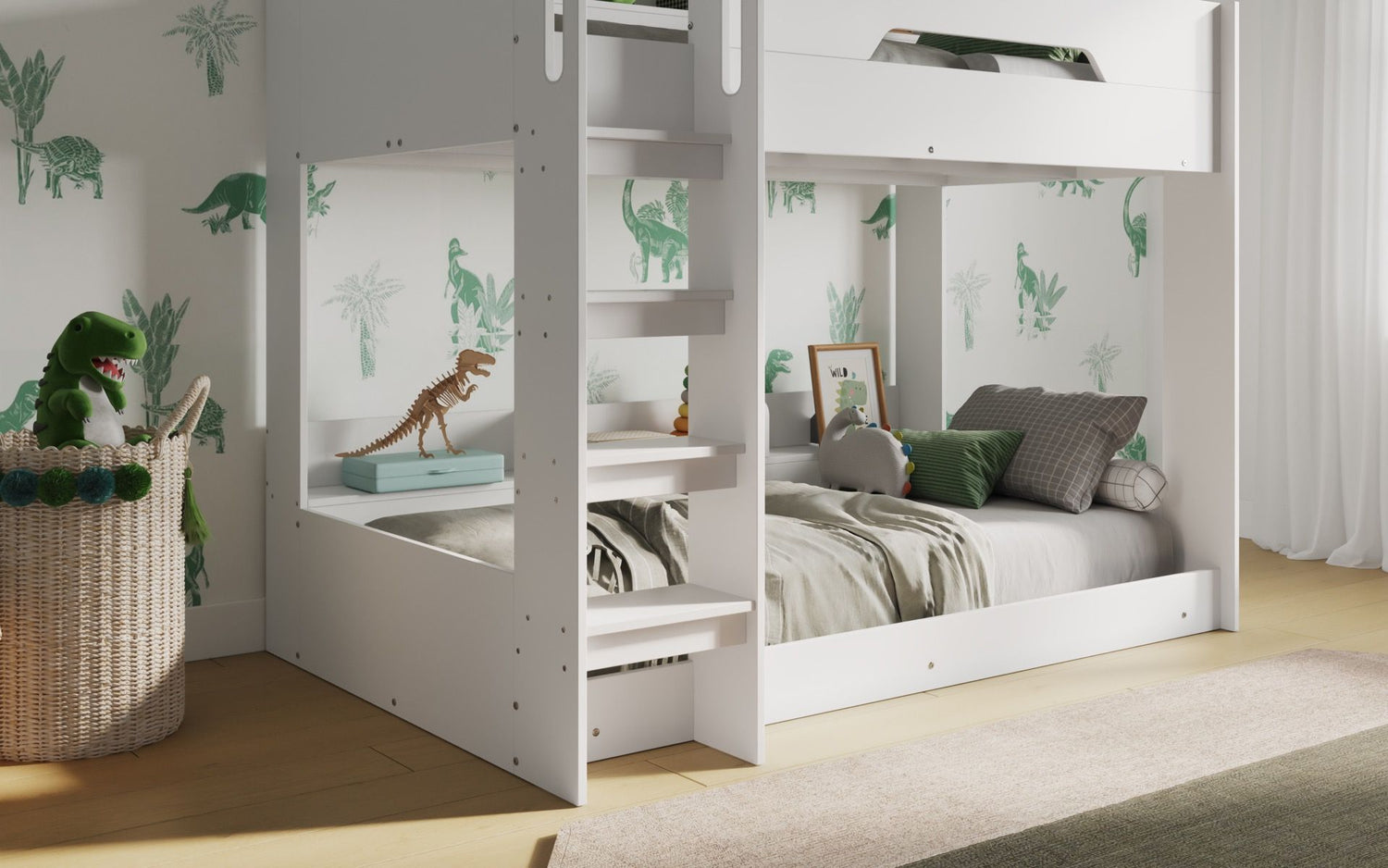 Kids Bunk Beds Robyn Storage Bunk Bed White From Side-Better Bed Company