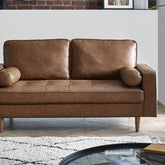 Julian Bowen Henley 3 Seater Sofa With Bolster - Brown Tan Faux Leather-Better Bed Company