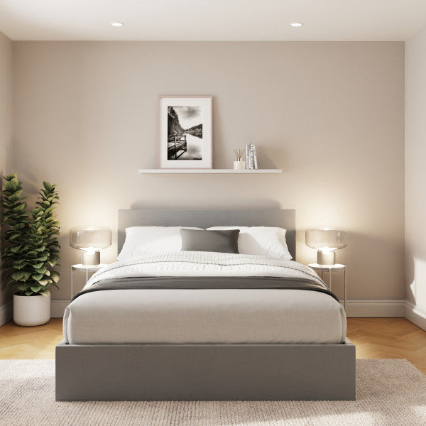 Gfw End Lift Velvet Ottoman Bed-King Size Charcoal-Better Bed Company