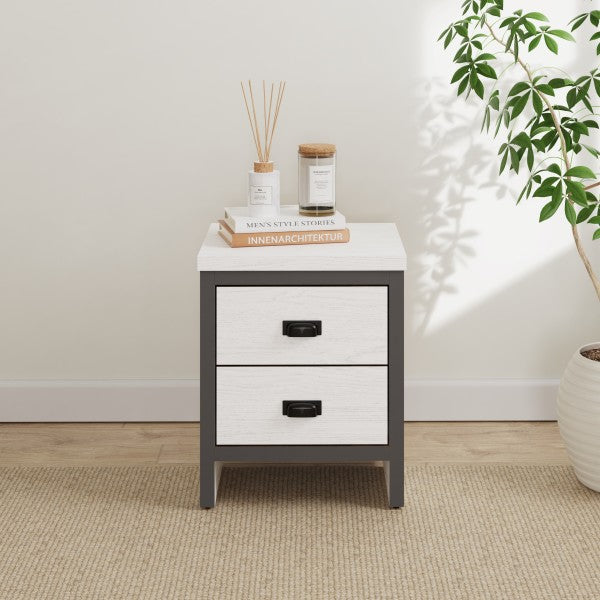 GFW Boston 2 Drawer Bedside Table White-Better Bed Company