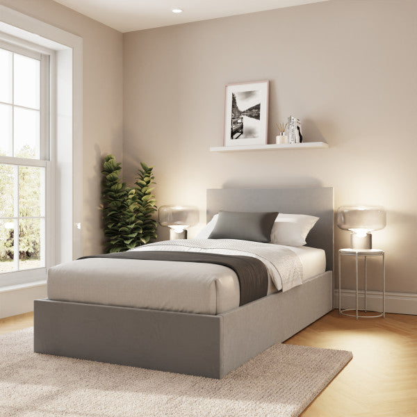 Gfw End Lift Velvet Ottoman Bed-Single Charcoal-Better Bed Company