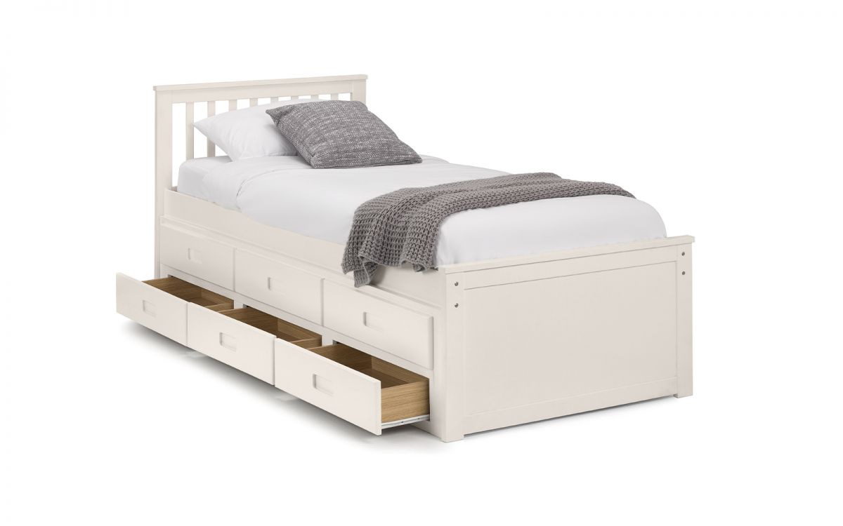 Julian Bowen Maisie Captains Bed Off White Drawers Open-Better Bed Company