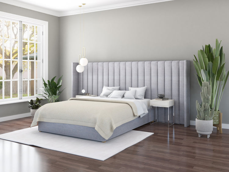 Aspire Grandeur Fabric Ottoman Bed with Oversize Wing Headboard