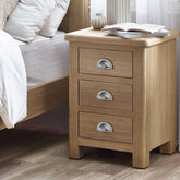 Julian Bowen Memphis Limed Oak 3 Drawer Bedside Table-Better Bed Company