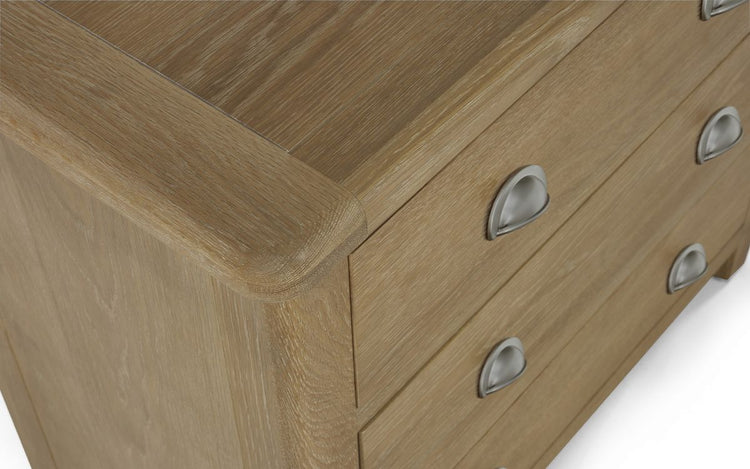 Julian Bowen Memphis Limed Oak 3 Drawer Chest Detail-Better Bed Company