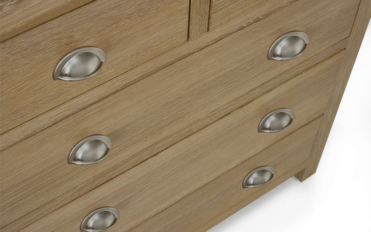 Julian Bowen Memphis Limed Oak 3 + 2 Drawer Chest Close Up Of Drawers-Better Bed Company