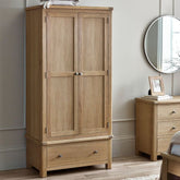 Julian Bowen Memphis Limed Oak 2 Door 1 Drawer Wardrobe-Better Bed Company