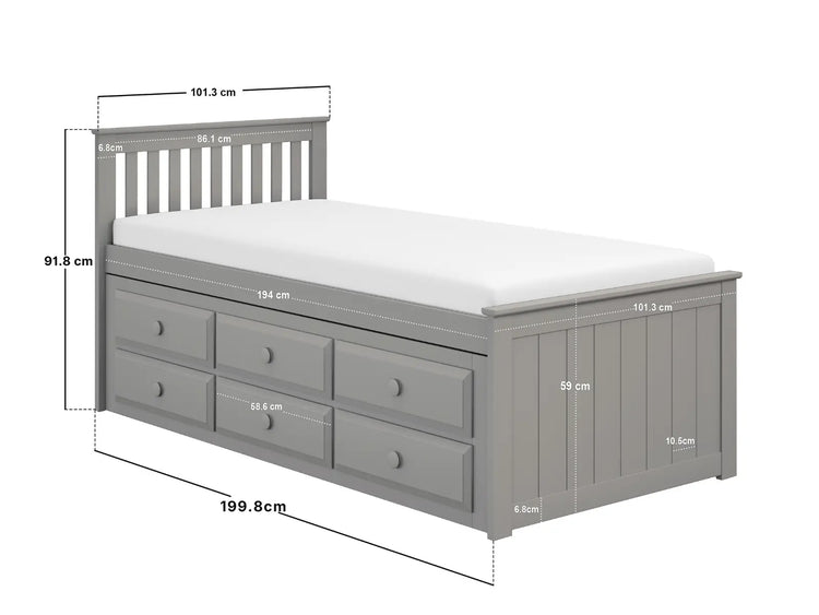 Better Montreal Captains Storage Bed-Grey-Better Bed Company
