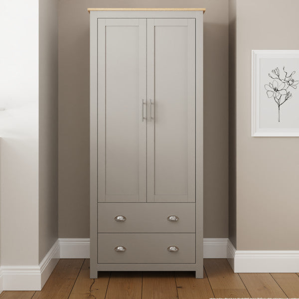 GFW Lancaster 2 Door 2 Drawer Wardrobe-Beter Bed Company