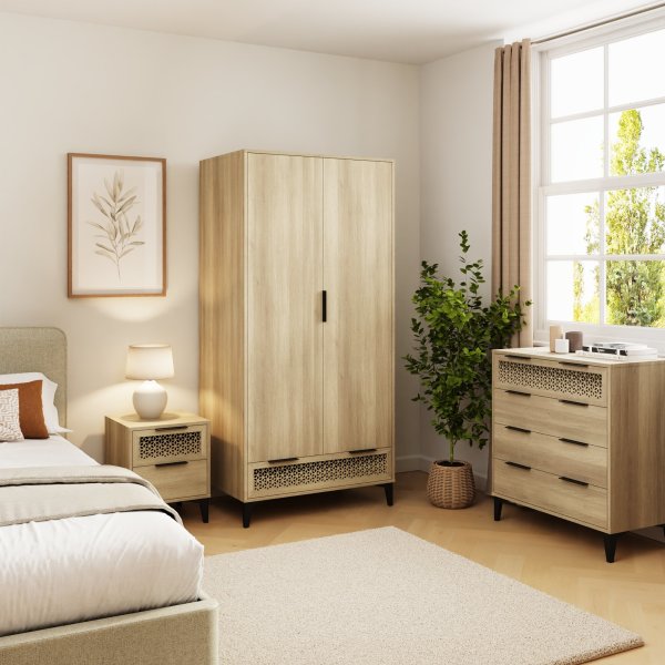 GFW Ezra 2 Door 1 Drawer Wardrobe-Better Bed Company