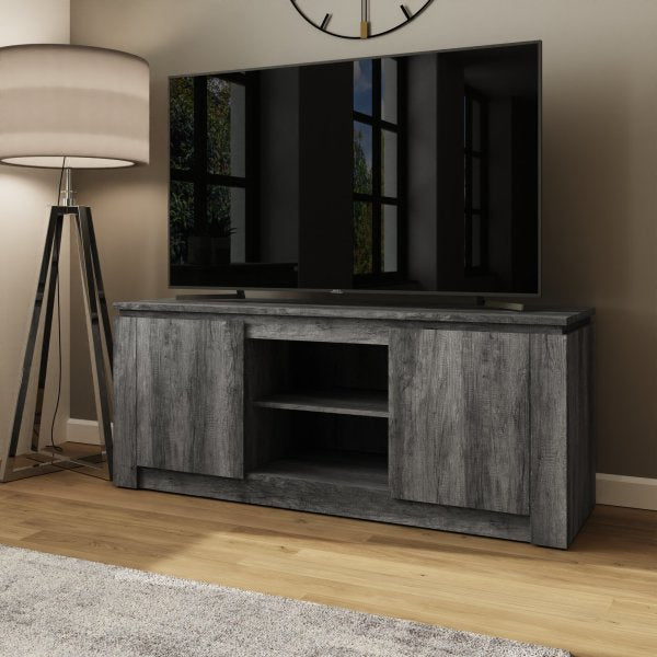 GFW Canyon Oak TV Unit Charcoal From Side-Better Bed Company