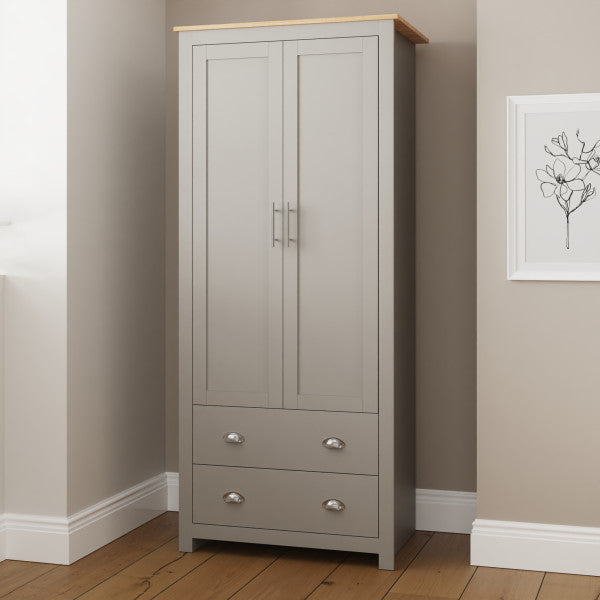 GFW Lancaster 2 Door 2 Drawer Wardrobe Grey-Beter Bed Company