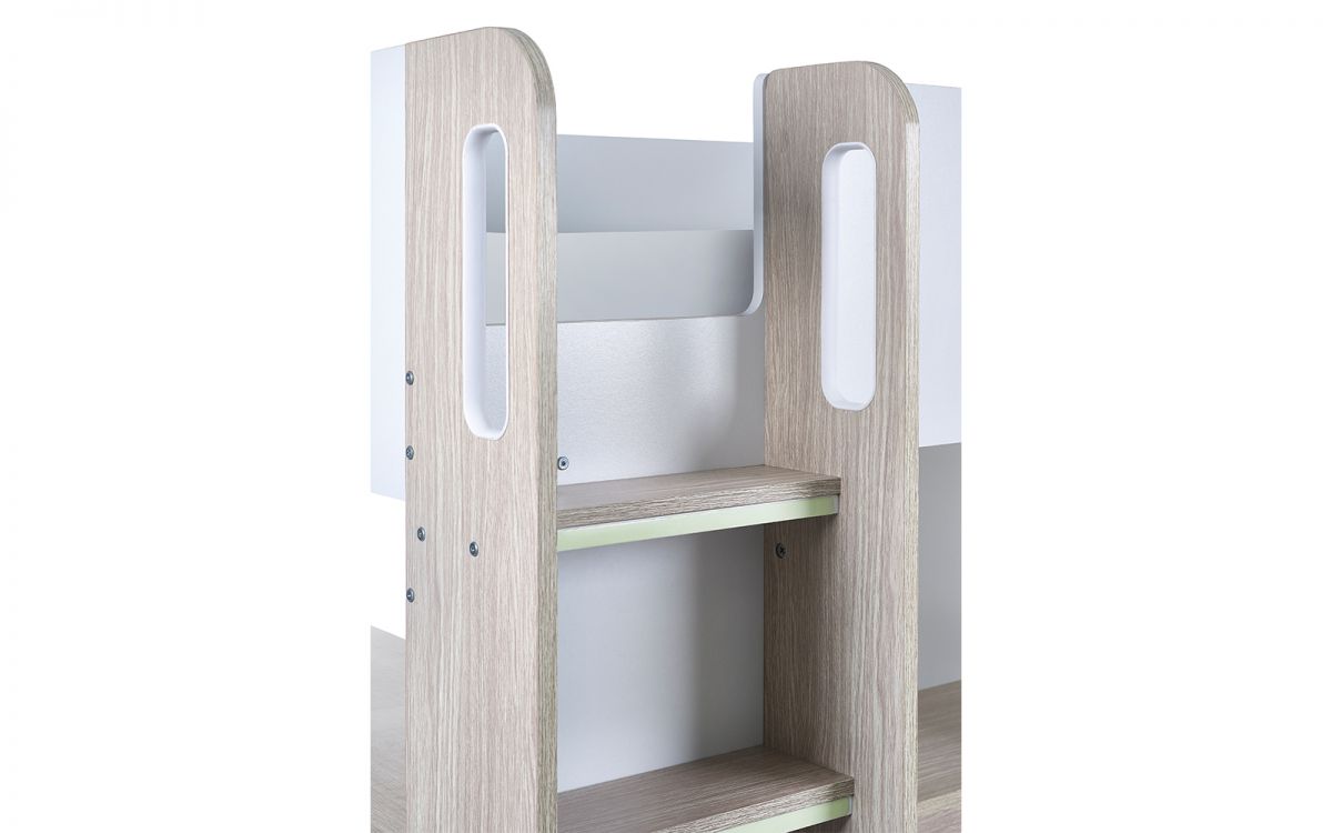 Julian Bowen Ocean Highsleeper - Pale Wood & White White Background Ladder Close Up-Better Bed Company