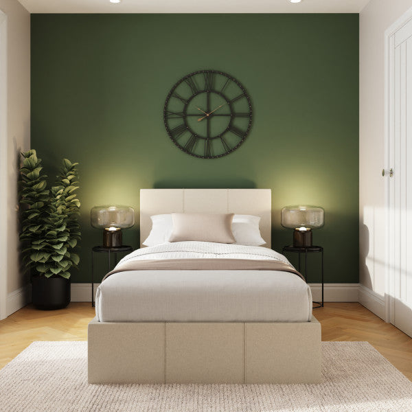 GFW End Lift Natural Fabric Ottoman Bed Single-Better Bed Company