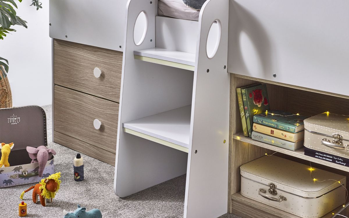 Julian Bowen Orpheus Midsleeper Ladder And Storage Close Up-Better Bed Company