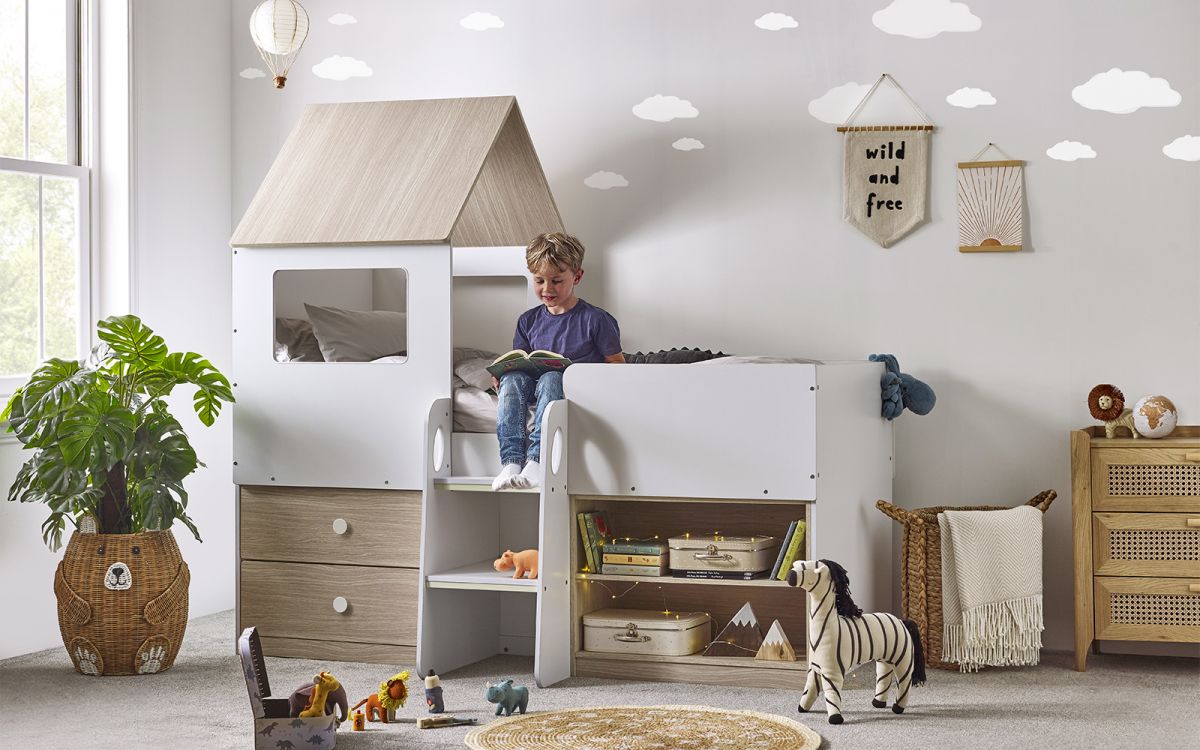 Julian Bowen Orpheus Midsleeper Pale Wood And White Lifestyle-Better Bed Company
