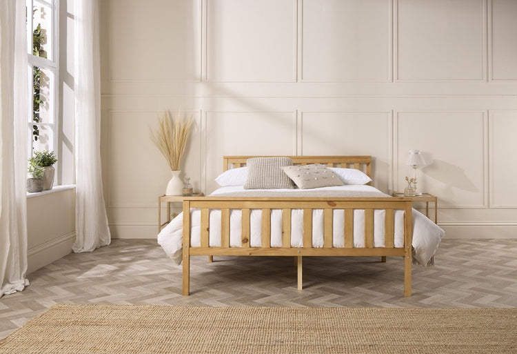 Aspire Atlantic Solid Wood Natural Varnished Wooden Bed-Better Bed Company