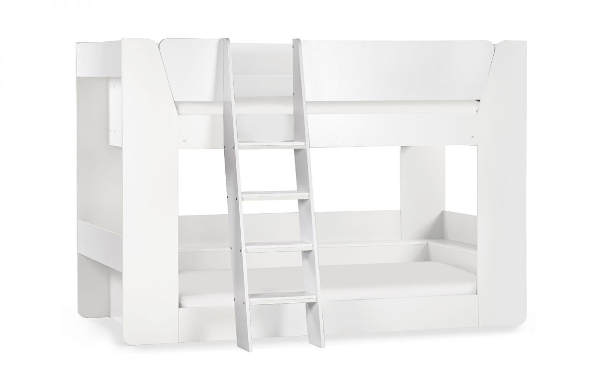 Julian Bowen Parsec Bunk Bed - White White Background From Side Front-Better Bed Company