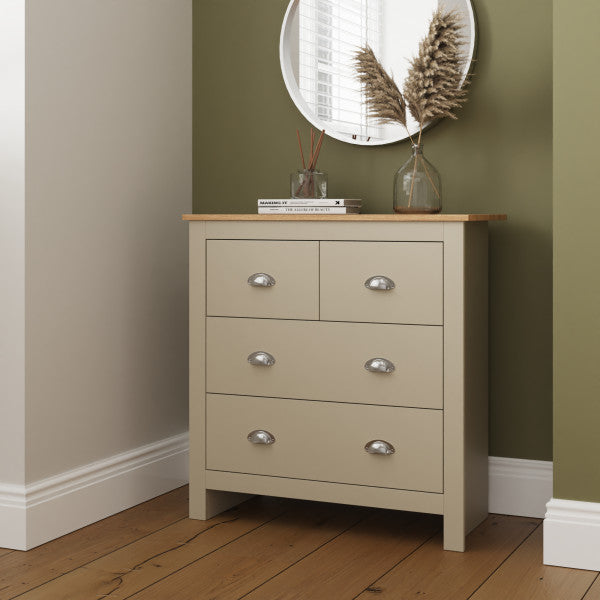 GFW Lancaster 2 + 2 Drawer Chest Cream -Better Bed Companyrom Side